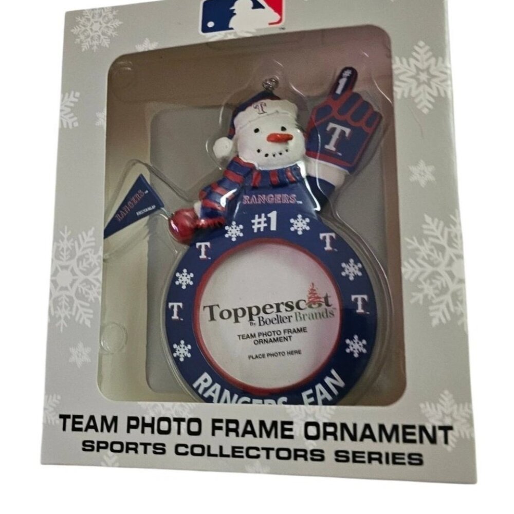 Texas Rangers Snowman Photo Frame Ornament Christmas Collectible MLB New